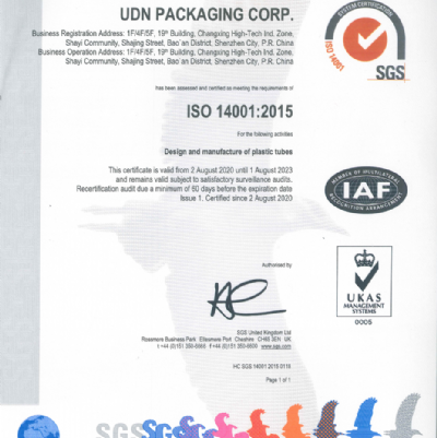 UDN achieving ISO14001 certification !